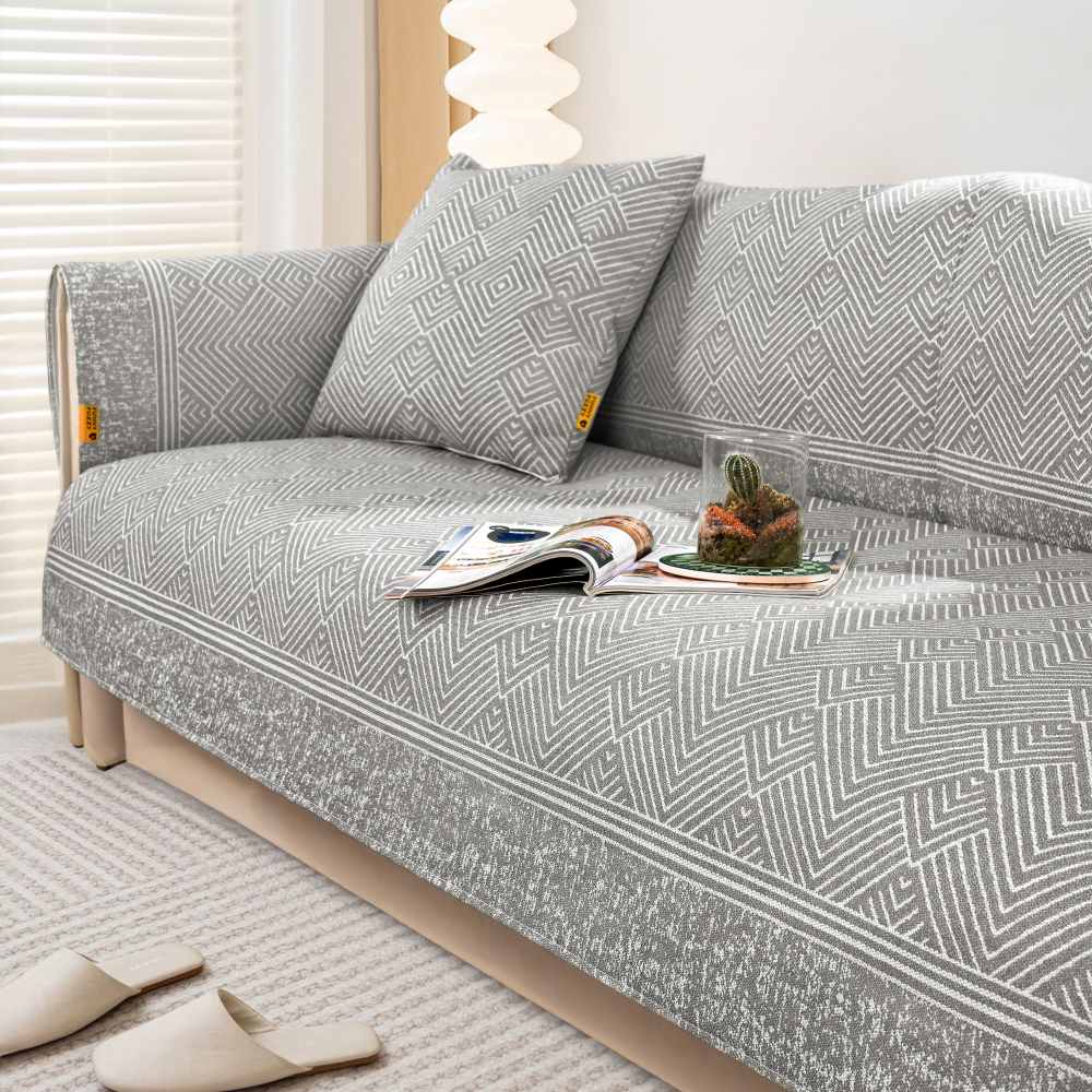 Modern Pattern Ice Silk Natural Cooling Sectional Couch Cover Anti-scratch Protection