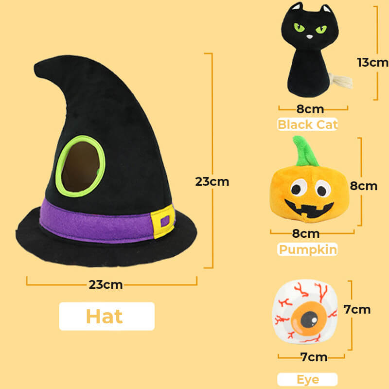 هالوين الساحرة قبعة صرير اليقطين الأسود القط عيون أربع قطع مجموعة اللعب