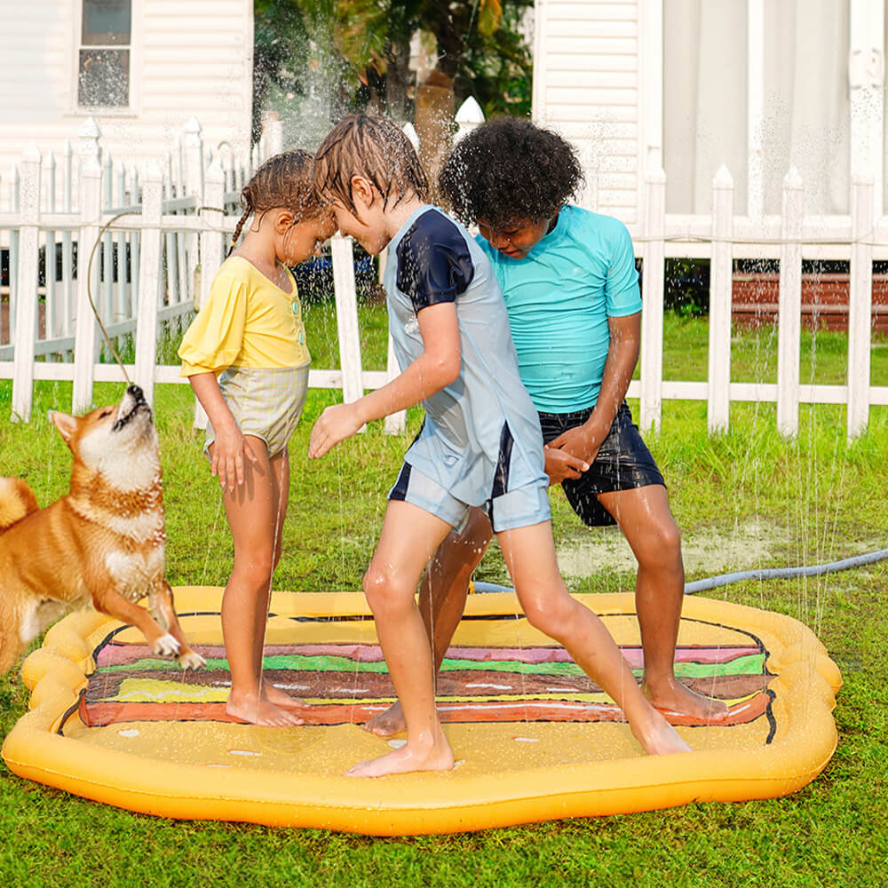 Hamburger Outside Water Toys Children Splash Play Mat Dog Sprinkler Pad