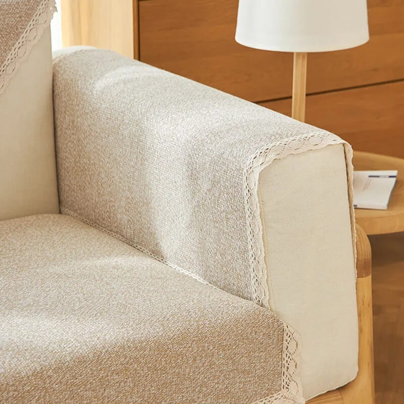 Handgewebter rutschfester Couchbezug aus Baumwollleinen für alle Jahreszeiten