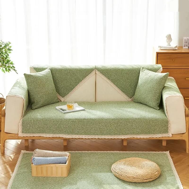 Handgewebter rutschfester Couchbezug aus Baumwollleinen für alle Jahreszeiten