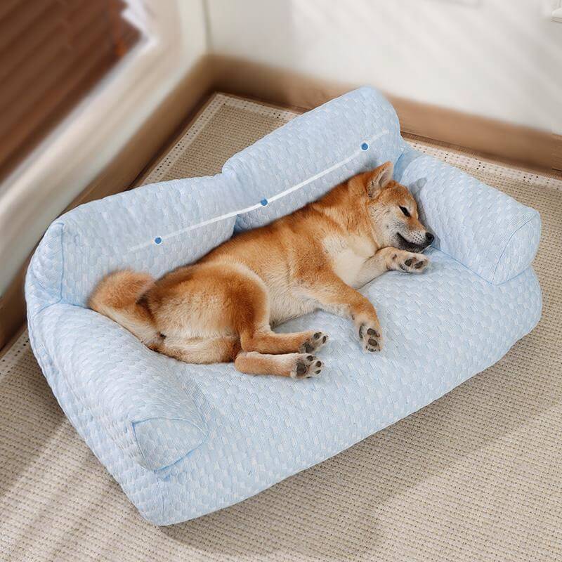 Kühlendes Haustierbett aus Eisseide, atmungsaktives und waschbares Hundeschlafsofa