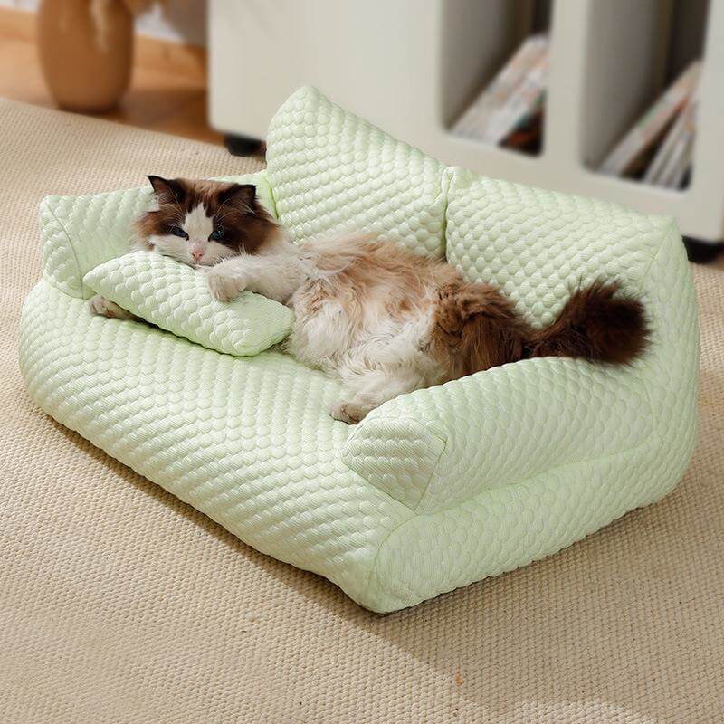 Cama para animais de estimação com resfriamento de seda gelada e lavável e respirável Cachorro Sofá-cama
