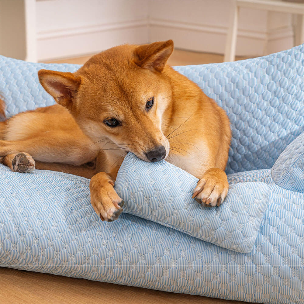 Kühlendes Haustierbett aus Eisseide, atmungsaktives und waschbares Hundeschlafsofa