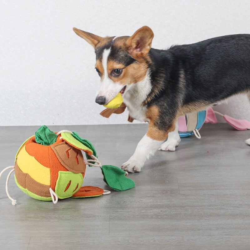 Rompecabezas interactivo juguete chirriante bola de hoja juguete dispensador de golosinas para perros