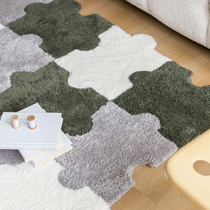 Interlocking Puzzle Shape Pet Rug Washable Home Decor Carpet