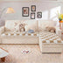 Cubierta de sofá de cama con colmena para mascotas de color cuadrado de color cuadrado de color crema de color crema