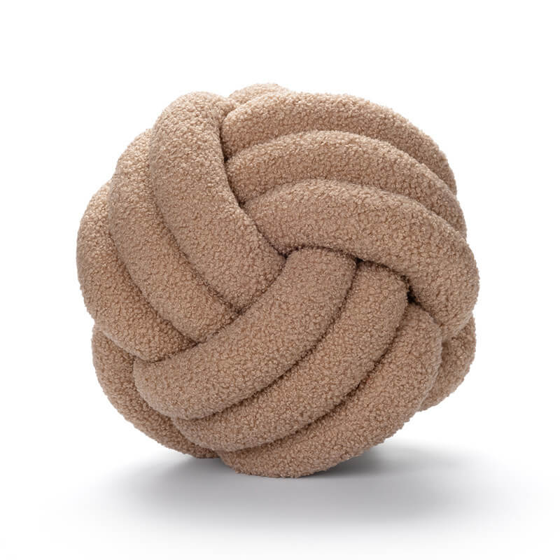 Almofada de sofá bola com nó de lã tricotada