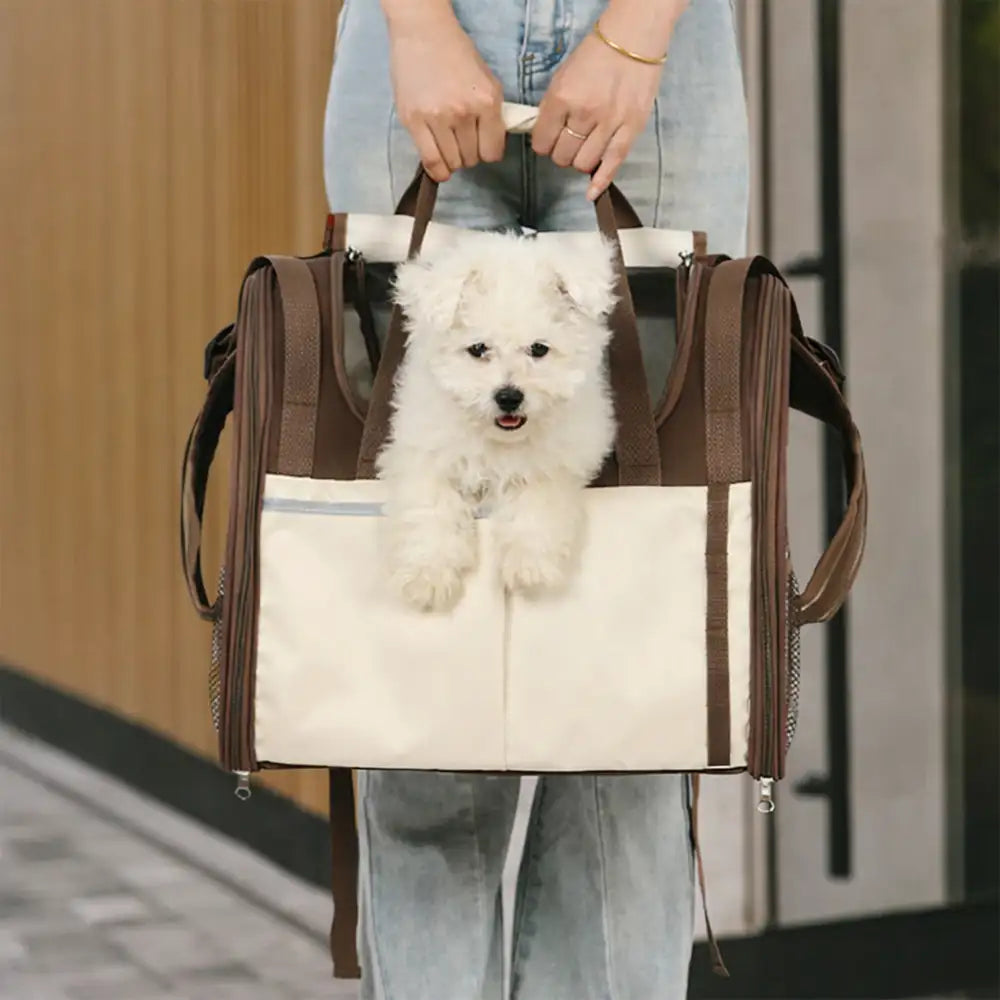 Large Capacity Breathable Foldable Pet Backpack Carrier for Travel Safety and Vet