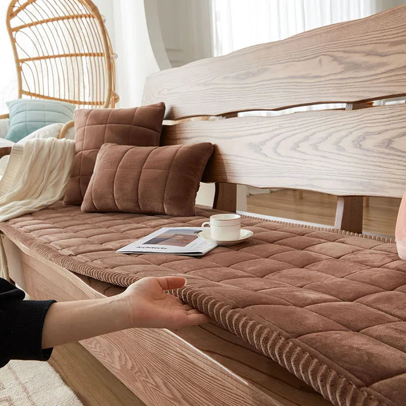Large Plaid Velvet Comfortable Non-slip Couch Cover