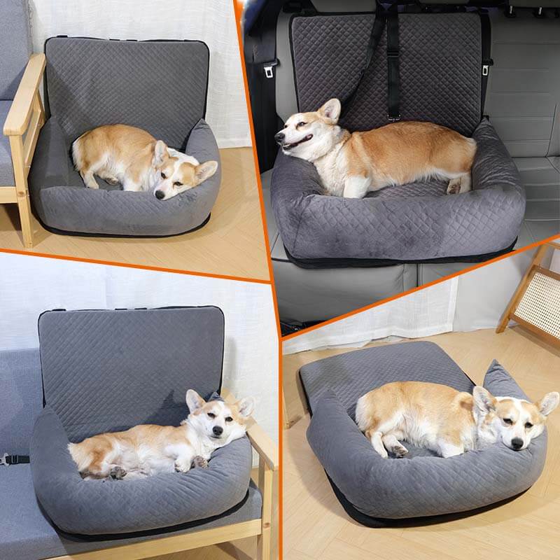 Large Soft Velvet Pet Travelling Bed Dog Car Seat Luxury Dog Gifts