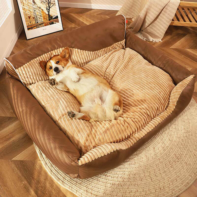 Großes, warmes, abnehmbares Hunderückenlehnenbett für alle Jahreszeiten