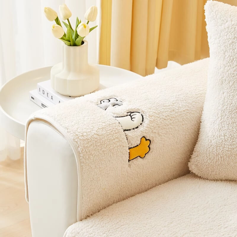 Lovely Cat's Paw Sherpa Fleece Anti-Slip Couch Cover