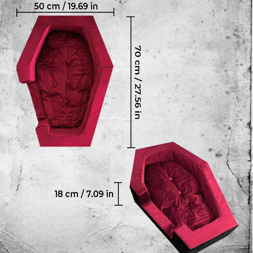 Luxurious Velvet Gothic Coffin Pet Bed