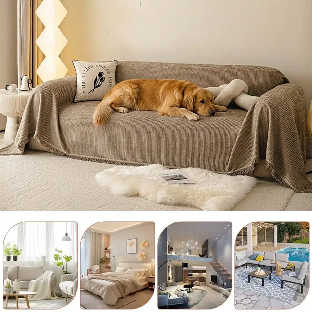 Modern Classic Scratch-Resistant Chenille Sofa Blanket Washable Couch Cover