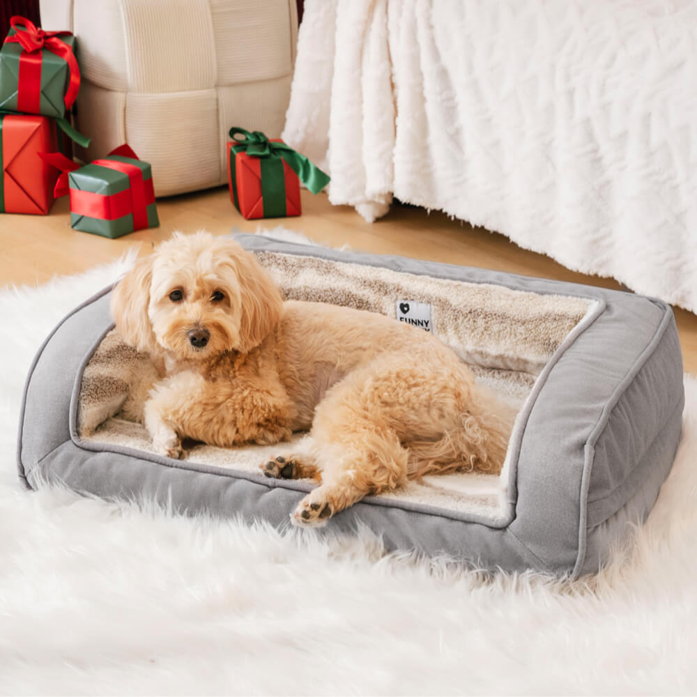 Modern Style Faux Lambswool Cosy Orthopedic Dog Sofa Bed