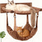 Modern Wooden Double-Layer Cat Wall Hammock for Lounging