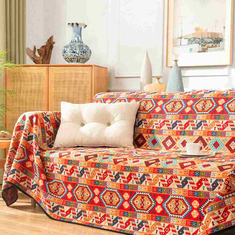 Moroccan Jacquard Multifunctional Throw Blanket Couch Cover - FunnyFuzzy