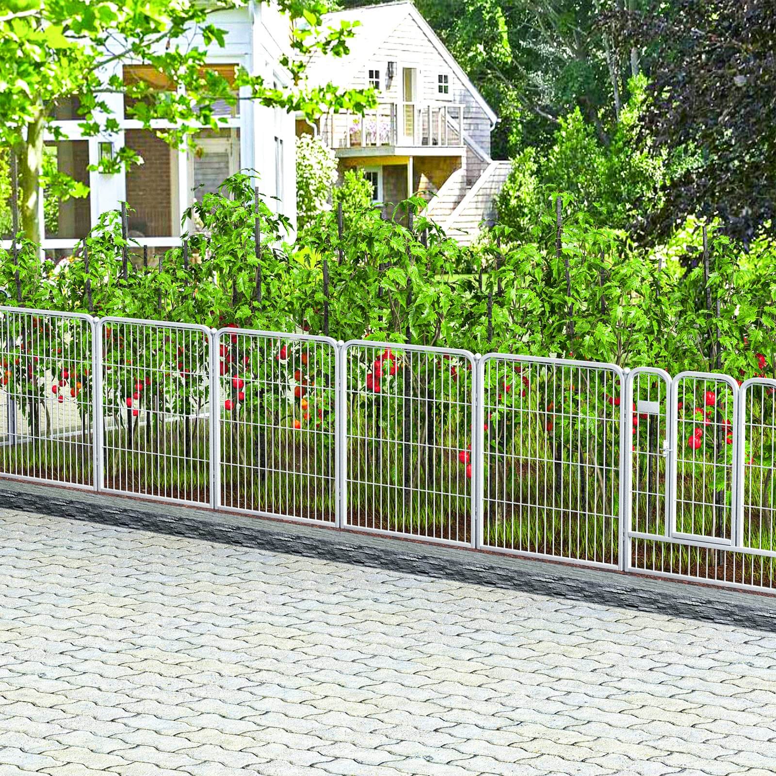 Multifunctional Rust-Proof Metal Pet Fence with Tall Garden Gate