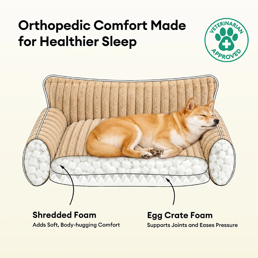 Großes waschbares, flauschiges, orthopädisches, weiches Hundekissen, Hundesofa, Snoozy Dream