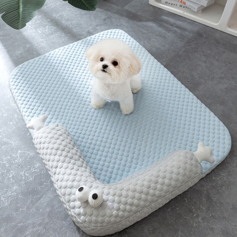 Cama para perros con protección de cuello y cama para mascotas con enfriamiento natural