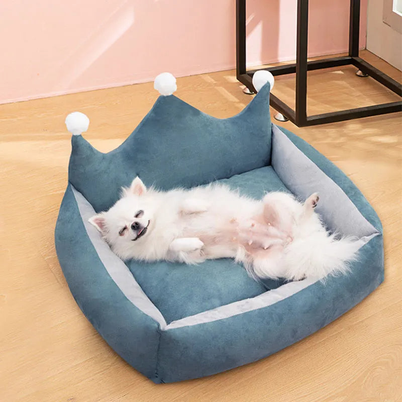 Lit couronne pour animaux de compagnie, canapé-lit en daim doux pour chien