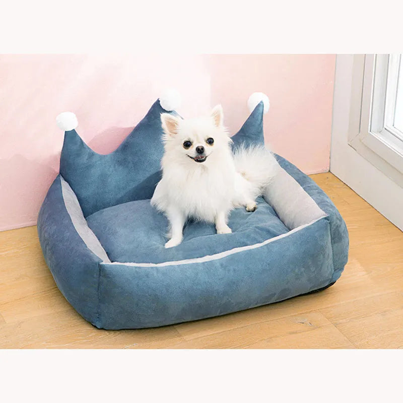 Cama coroa para animais de estimação Sofá-cama de camurça macia para cães