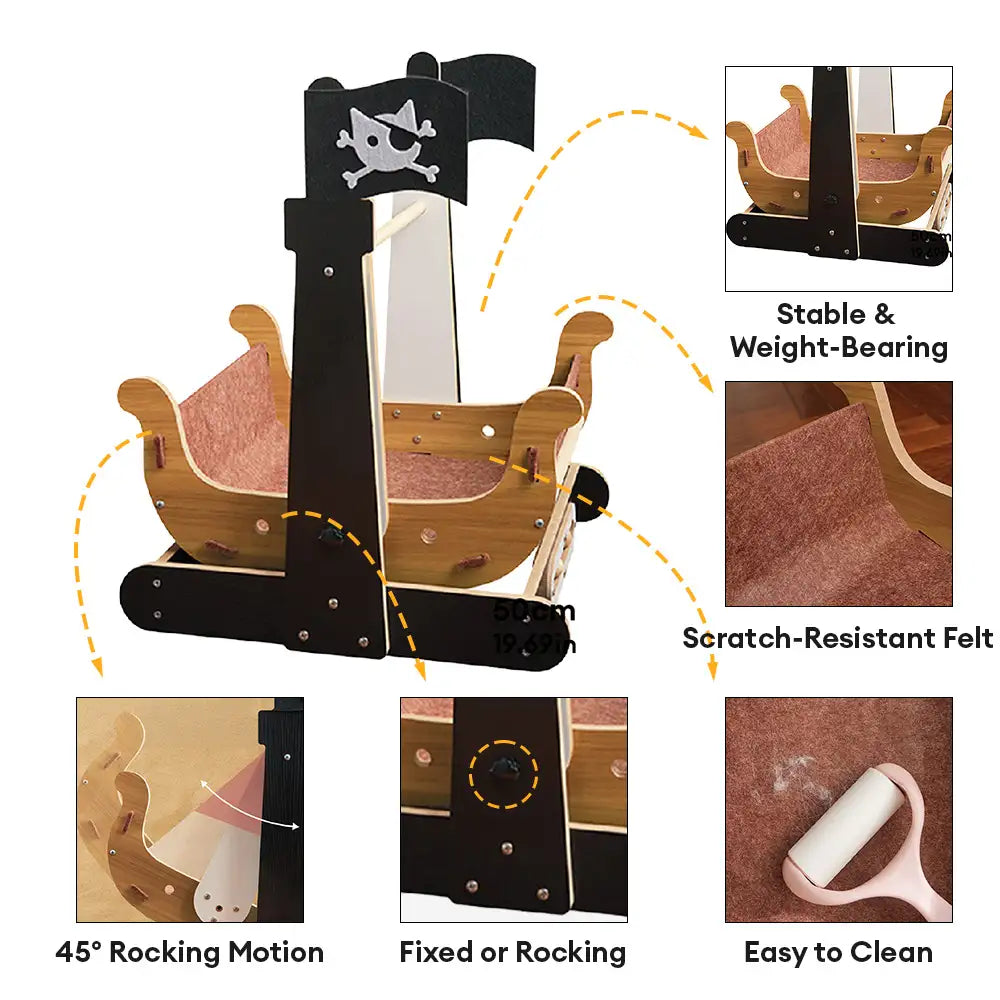 Pirate Ship Rocking Chair Cat Hammock Cat Scratching Board