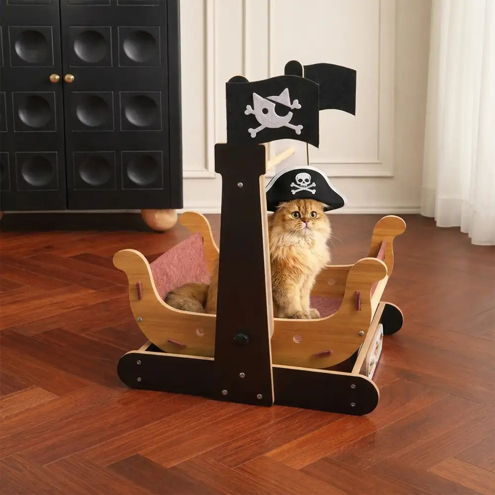 Pirate Ship Rocking Chair Cat Hammock Cat Scratching Board