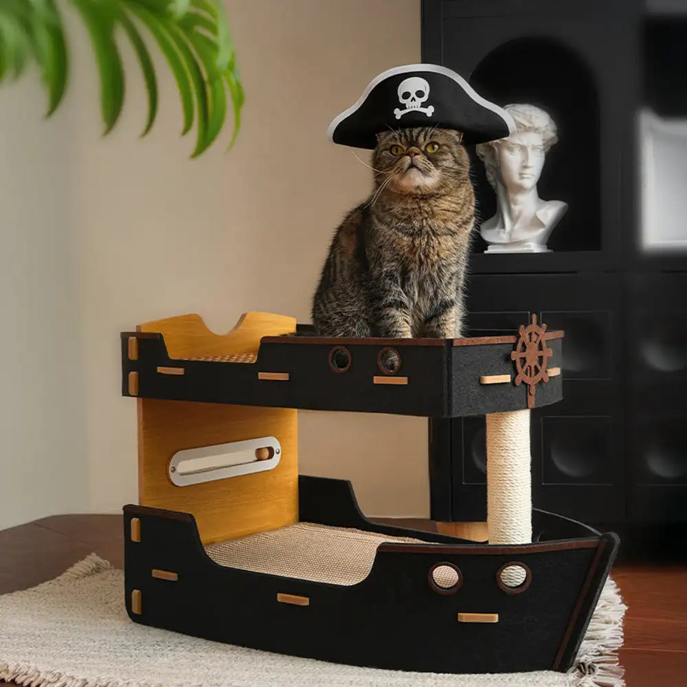 Pirate Ship Sisal Scratch-resistant Double-Layer Cat Bed Cat Scratching Board