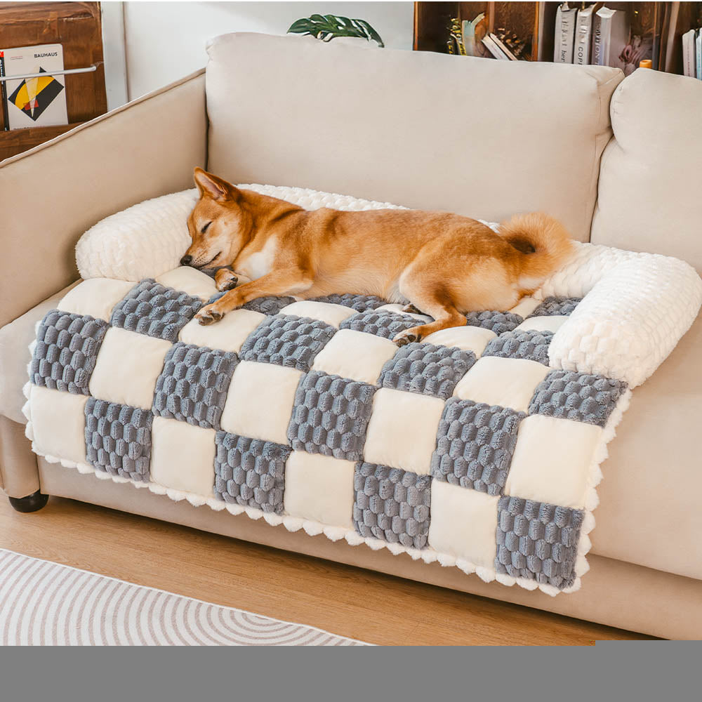 Karierte gemütliche Sofaschutz-Hundematte – SnugPad