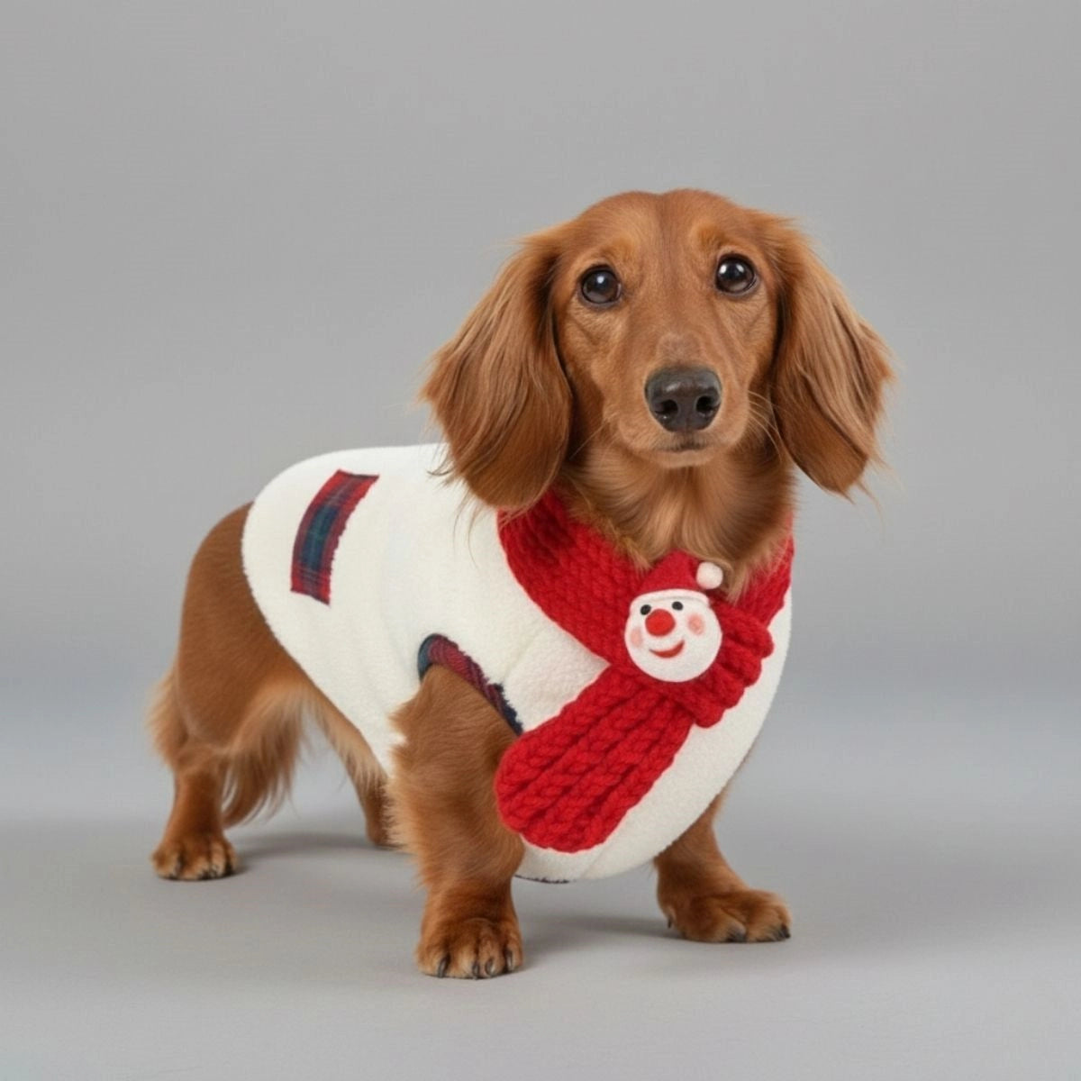 Plaid Winter Dog Jacket with Scarf – Festive and Cozy for the Holidays