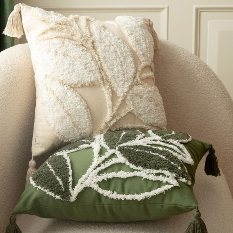 Plush Leaf With Tassel Sofa Pillow