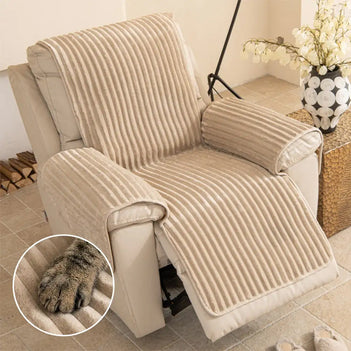 Plush Pet-Friendly Non-Slip One-Piece Couch Cover Recliner Couch Cover - Strips