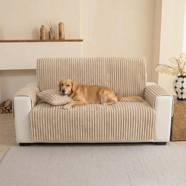 Plush Pet-Friendly Non-Slip One-Piece Couch Cover Recliner Couch Cover - Strips