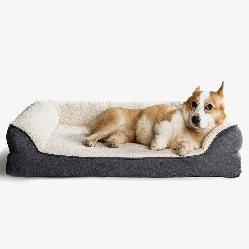 Sofá-cama de pelúcia para animais de estimação Cama ortopédica para cães com espuma viscoelástica