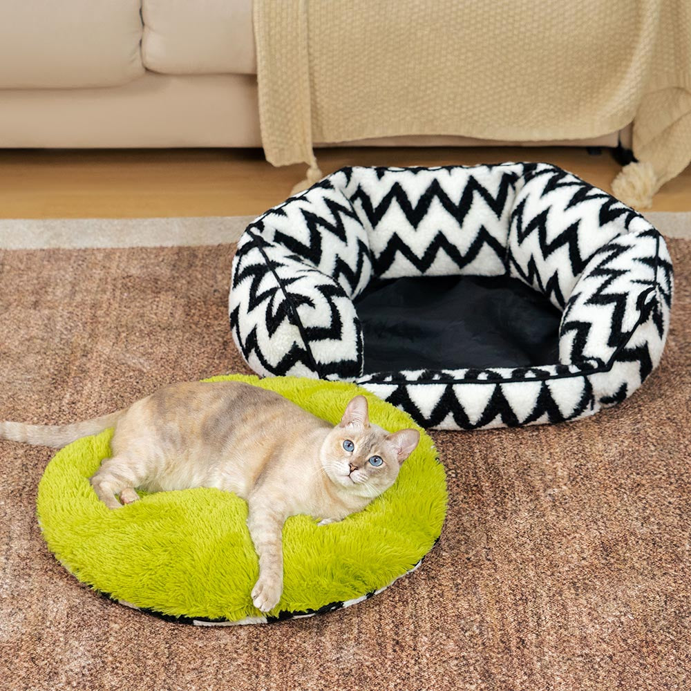 Plush Retreat Chevron Cat Bed-The Warm Hugger