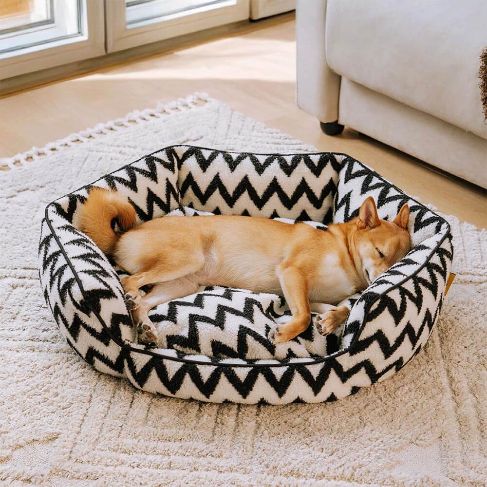 Plush Retreat Chevron Dog Bed-The Warm Hugger