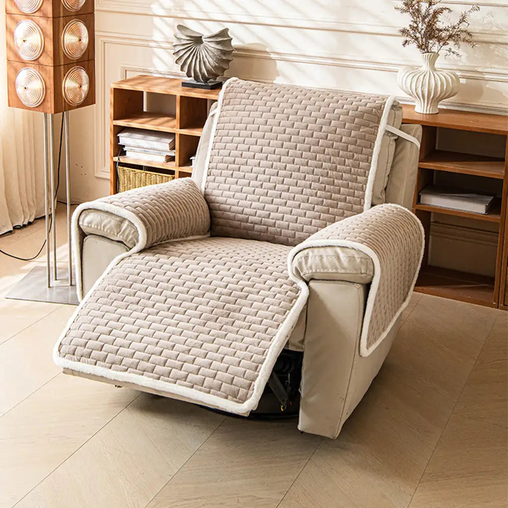 Plush Scratch-Resistant Recliner Chair Cover with Elastic Straps