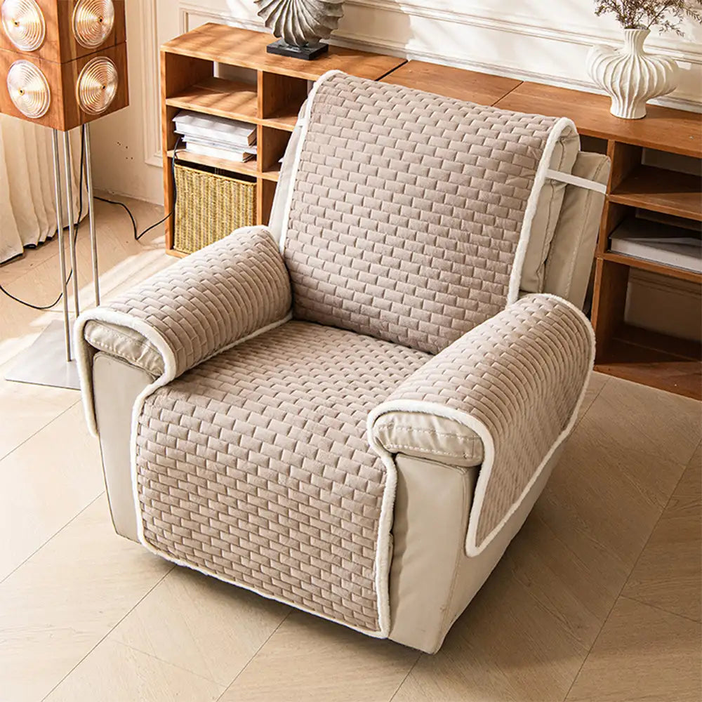 Plush Scratch-Resistant Recliner Chair Cover with Elastic Straps