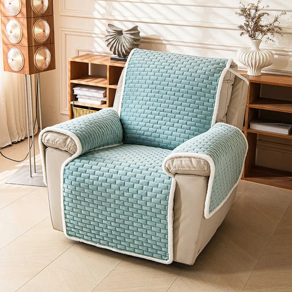 Plush Scratch-Resistant Recliner Chair Cover with Elastic Straps