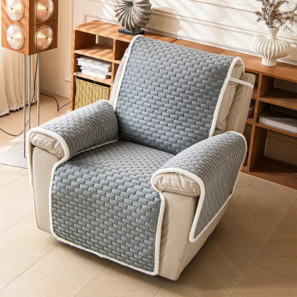 Plush Scratch-Resistant Recliner Chair Cover with Elastic Straps