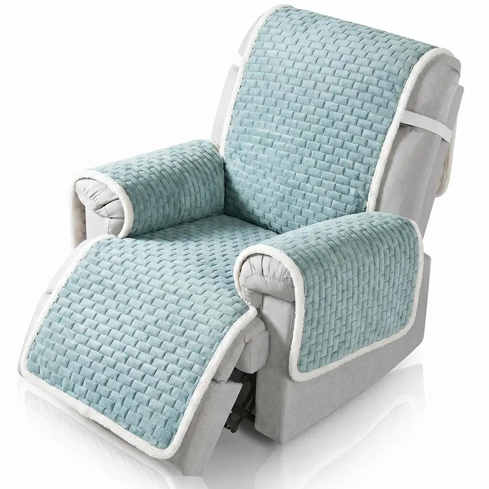 Plush Scratch-Resistant Recliner Chair Cover with Elastic Straps
