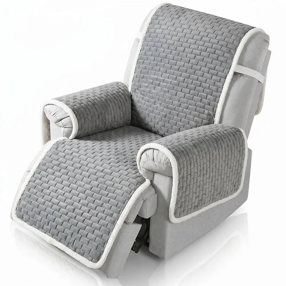 Plush Scratch-Resistant Recliner Chair Cover with Elastic Straps