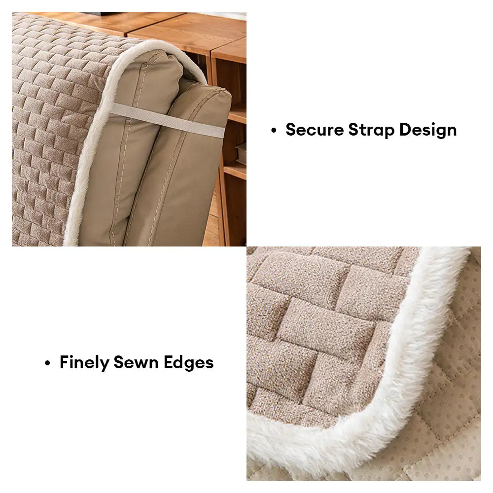Plush Scratch-Resistant Recliner Chair Cover with Elastic Straps