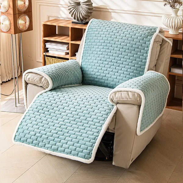 Plush Scratch-Resistant Recliner Chair Cover with Elastic Straps