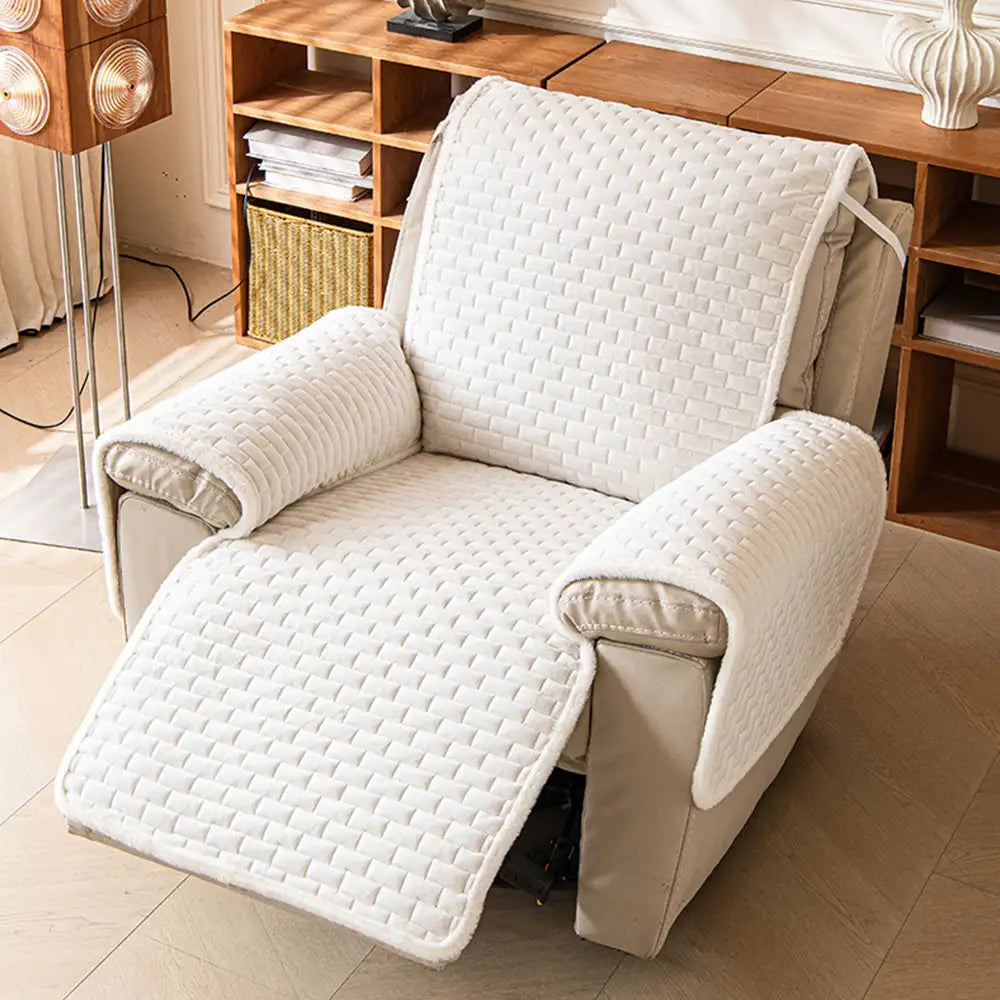 Plush Scratch-Resistant Recliner Chair Cover with Elastic Straps