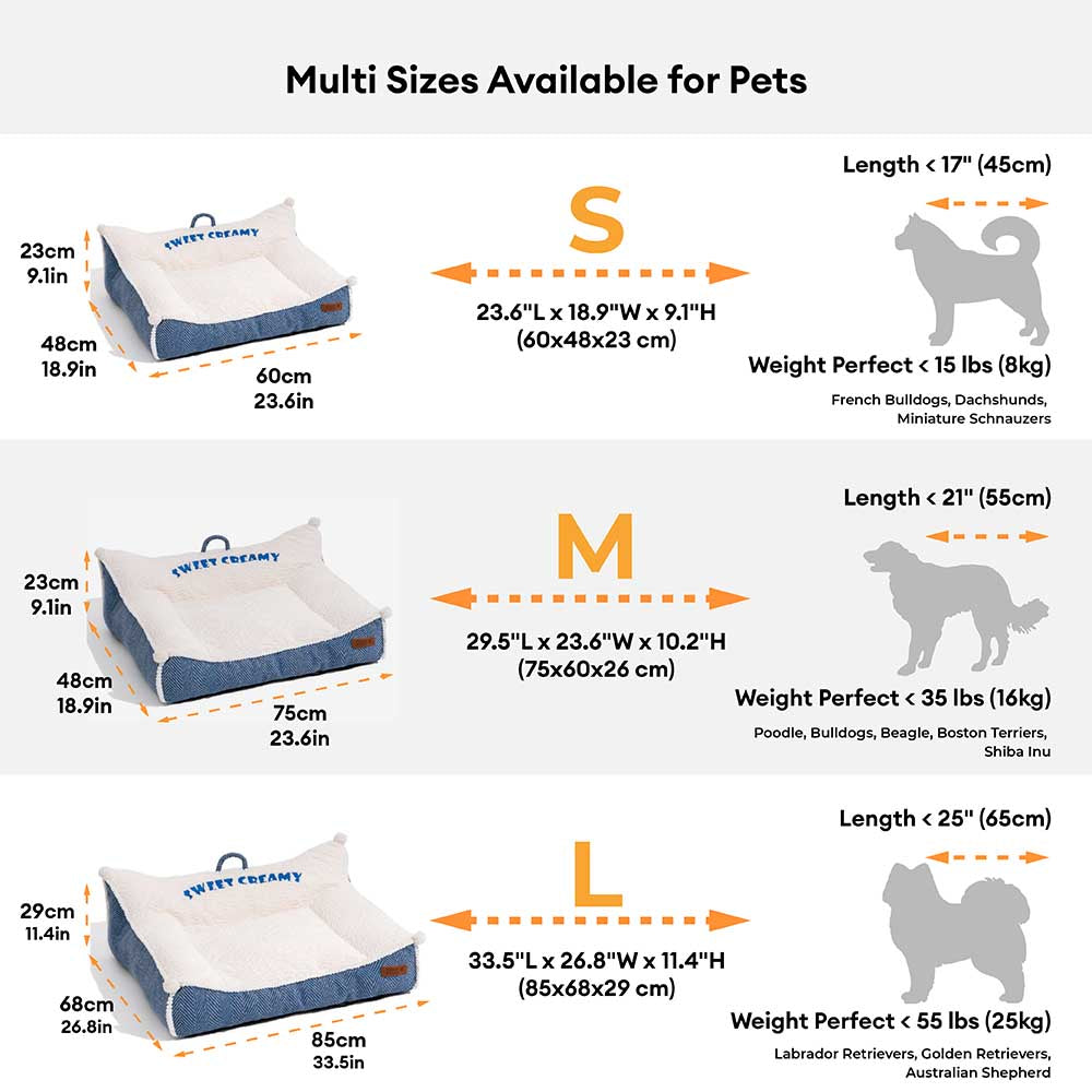 Waschbares Plüsch-Schlafsofa für Hunde – Sweet Creamy