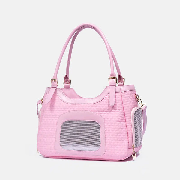 Portable Breathable Faux Leather Pet Carrier Bag Dog Cat Carrier Suitable for Travel and Vet