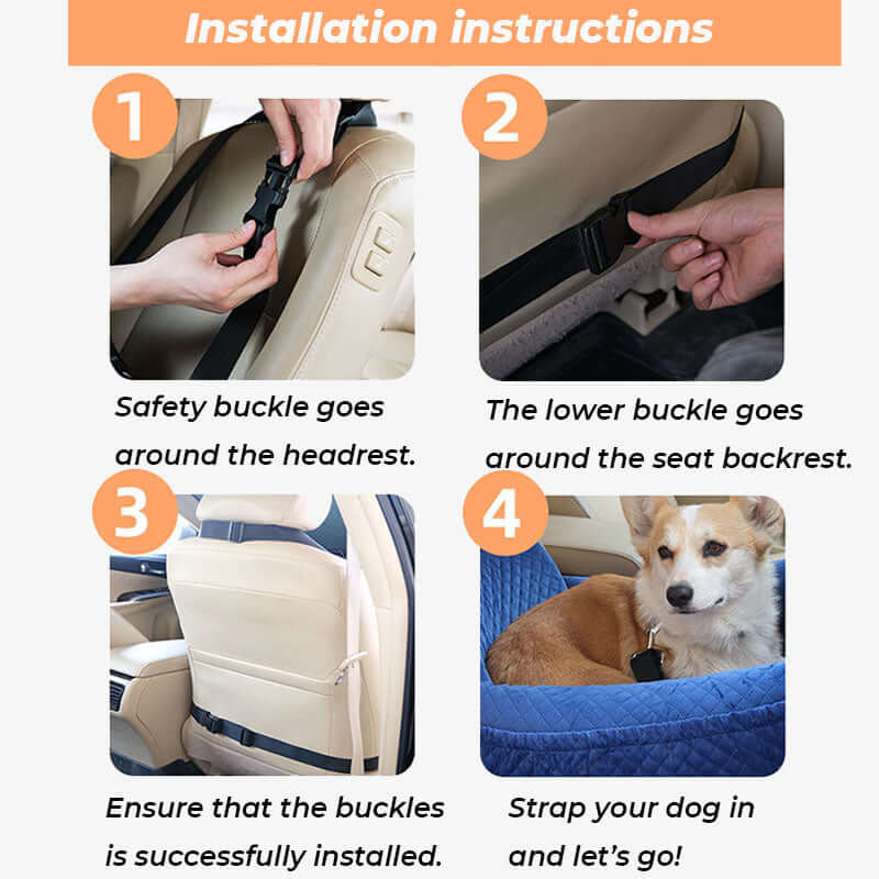 Cama removível de segurança para viagem para animais de estimação Cama grande para assento de carro para cães